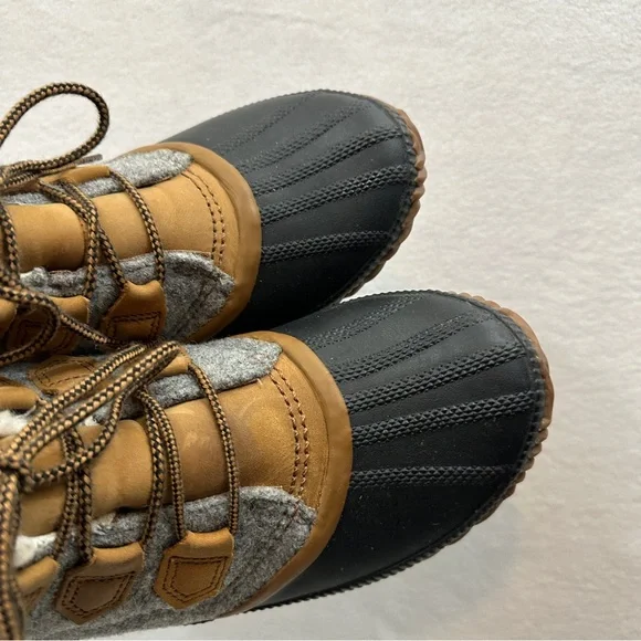 Sorel Out N’ About winter boot ankle bootie lace up duck Sherpa gray rain tan - Picture 4 of 10